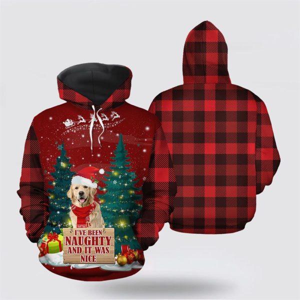 Golden Retriever Naughty Christmas All Over Print 3D Hoodie – Pet Lover Christmas Hoodie