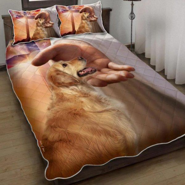 Golden Retriever With Jesus Quilt Bedding Set – Christian Gift For Believers