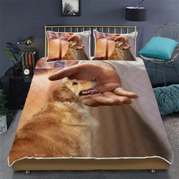 Golden Retriever With Jesus Quilt Bedding Set – Christian Gift For Believers