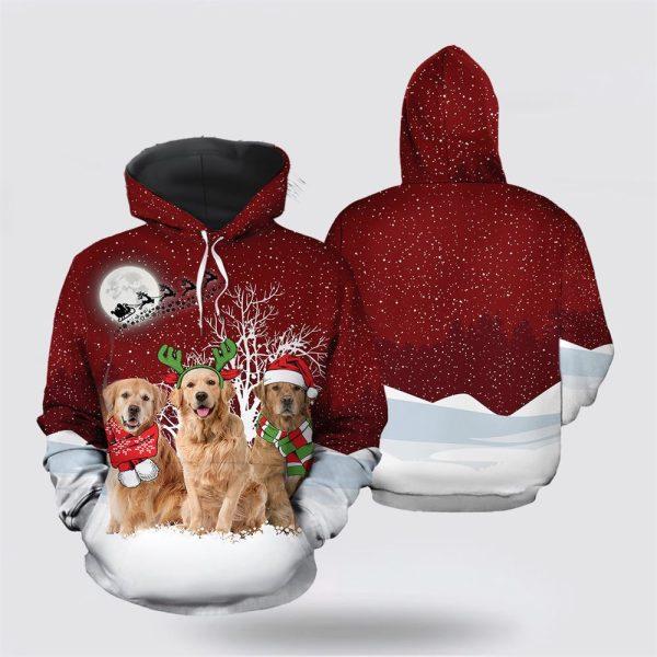 Golden Retriever Wonderful Time Christmas All Over Print 3D Hoodie – Pet Lover Christmas Hoodie