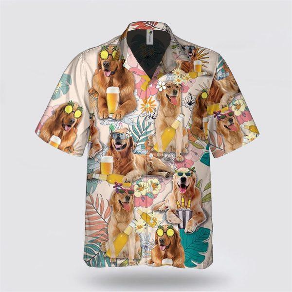 Goretriever Dog With Yellow Beer Tropic Pattern Hawaiian Shirt – Gift For Dog Lover