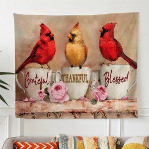 Grateful Thankful Blessed Tapestry Wall Art Cardinal…