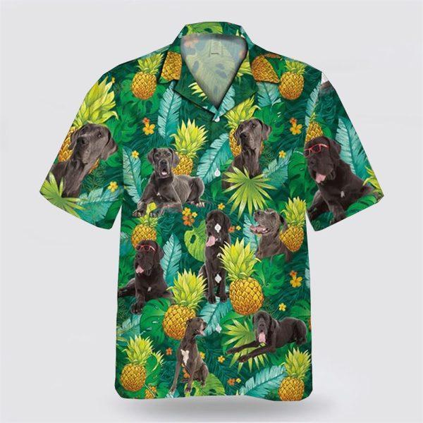 Great Dane Dog Leaves Pattern Hawaiian Shirt – Gift For Dog Lover