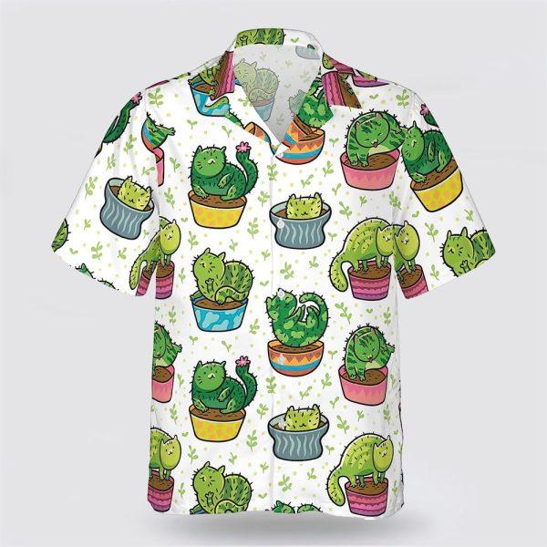 Green Cat Cactus Pattern Hawaiin Shirt – Pet Lover Hawaiian Shirts
