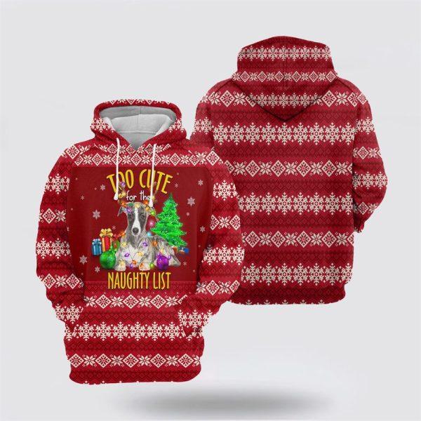 Greyhound Too Cute Christmas All Over Print 3D Hoodie – Pet Lover Christmas Hoodie