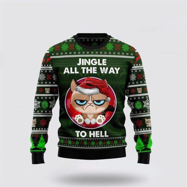 Grumpy Cat Jingle Funny Family Ugly Christmas Sweater – Cat Lover Christmas Sweater