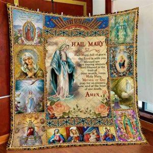 Hail Mary Prayer Christian Quilt Blanket – Christian Gift For Believers