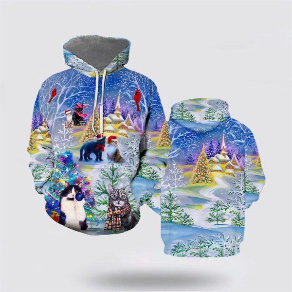 Have A Purry Purry Christmas Cat 3D All Over Print Hoodie – Cat Lover Christmas Hoodie