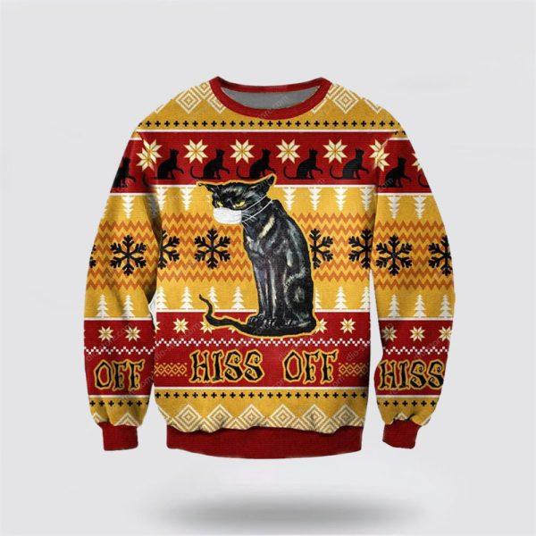 Hiss Off Cat 3D All Over Print Ugly Christmas Sweater – Cat Lover Christmas Sweater