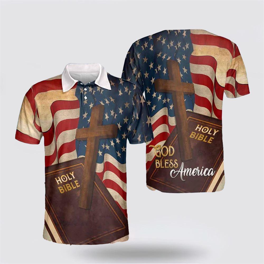Holy Bible God Bless America Polo Shirts – Gifts For Christians
