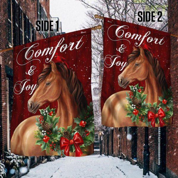 Horse Christmas Comfort And Joy Flag – Christmas Flag Outdoor Decoration