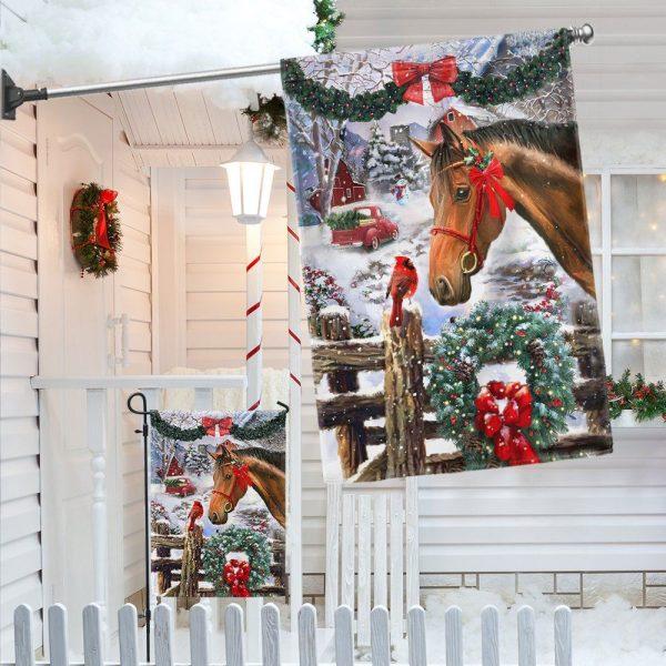 Horse Flag Christmas Snow Flag – Christmas Flag Outdoor Decoration