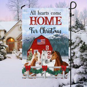 Horses Christmas Flag All Hearts Come Home For Christmas 3