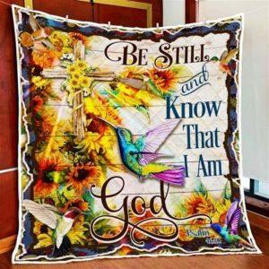 Hummingbird Be Still And Know That I Am God Christian Quilt Blanket – Christian Gift For Believers
