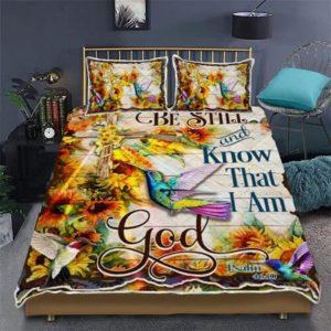 Hummingbird Be Still and Know That I Am God Quilt Bedding Set Christian Gift For Believers 2 orblzq.jpg