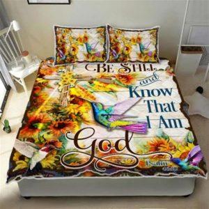 Hummingbird Be Still and Know That I Am God Quilt Bedding Set Christian Gift For Believers 3 qprf3h.jpg