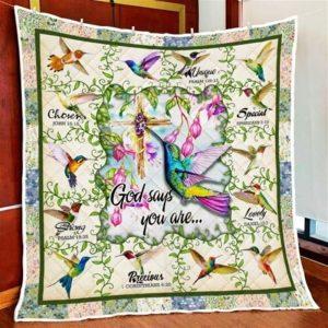 Hummingbird God Says You Are Christian Quilt Blanket – Christian Gift For Believers