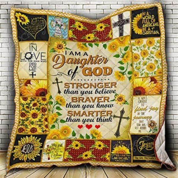 I Am A Daughter Of God Sunflower Christian Quilt Blanket – Christian Gift For Believers