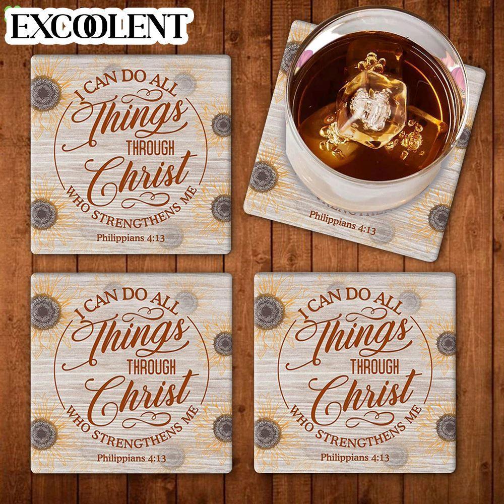I Can Do All Things Through Christ Philippians 413 Stone Coasters – Coasters Gifts For Christian