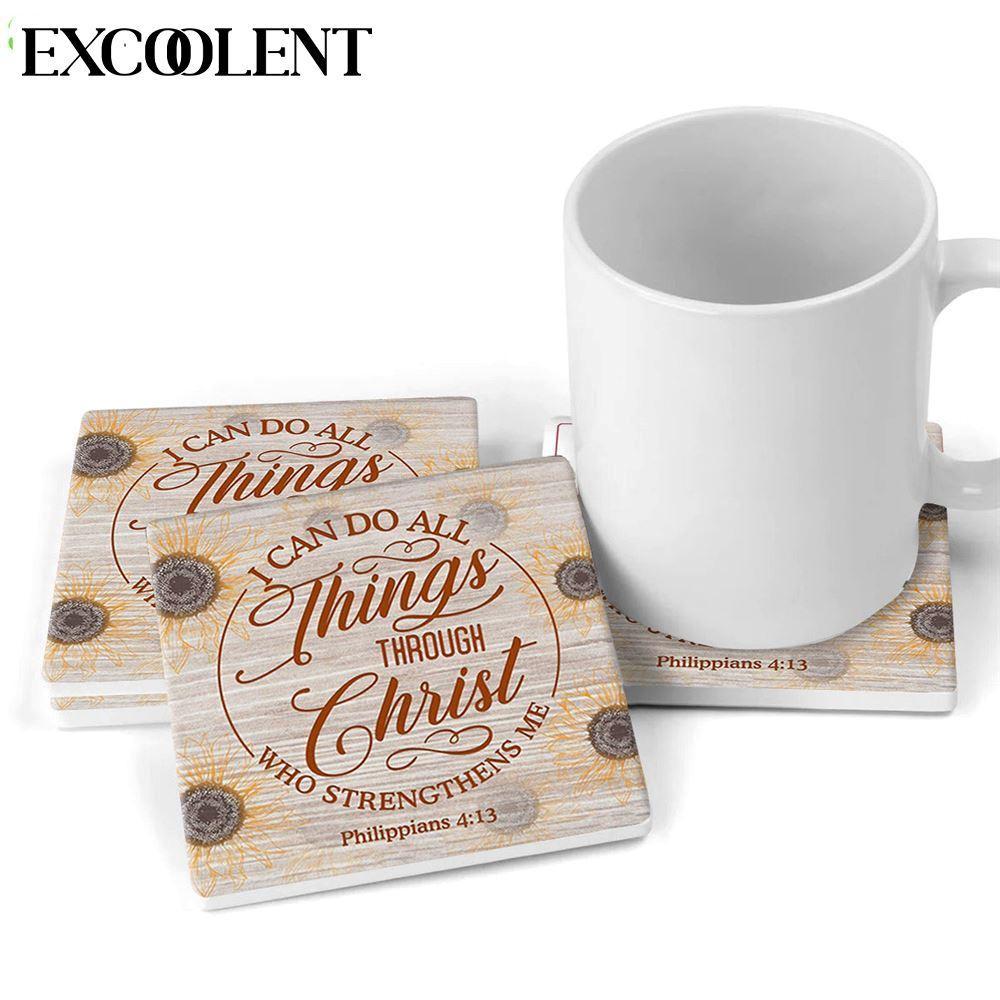 I Can Do All Things Through Christ Philippians 413 Stone Coasters – Coasters Gifts For Christian