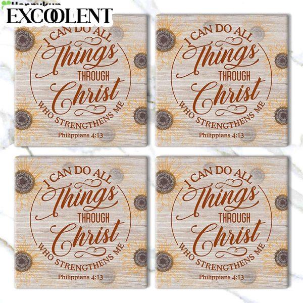 I Can Do All Things Through Christ Philippians 413 Stone Coasters – Coasters Gifts For Christian