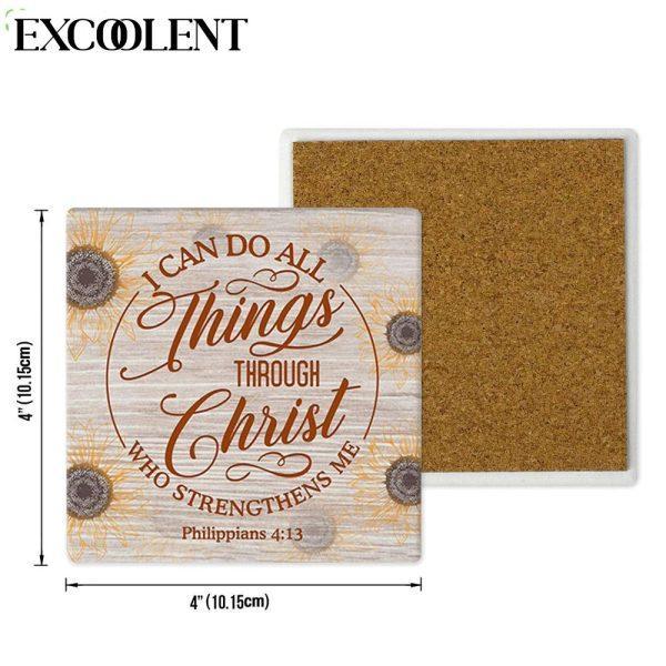 I Can Do All Things Through Christ Philippians 413 Stone Coasters – Coasters Gifts For Christian