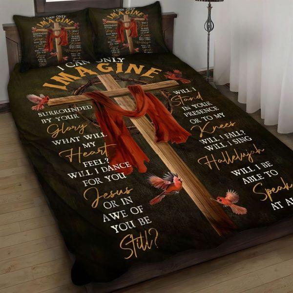 I Can Only Imagine Cross Christian Quilt Bedding Set – Christian Gift For Believers