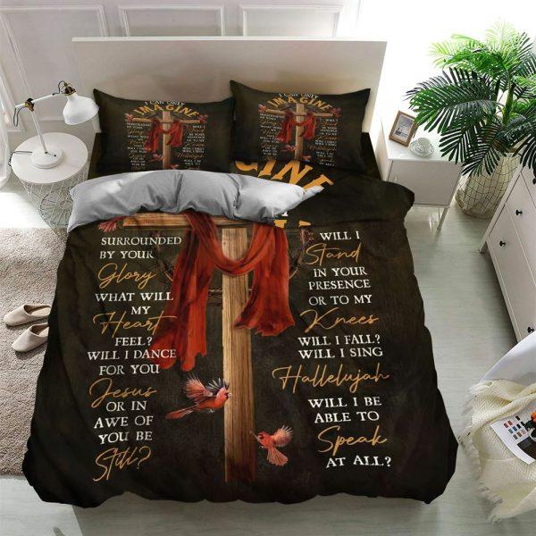 I Can Only Imagine Cross Christian Quilt Bedding Set – Christian Gift For Believers