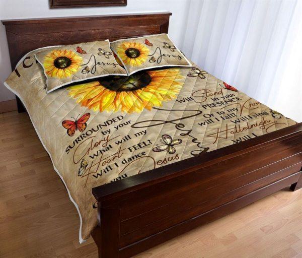 I Can Only Imagine Flower and Butterfly Christian Quilt Bedding Set – Christian Gift For Believers