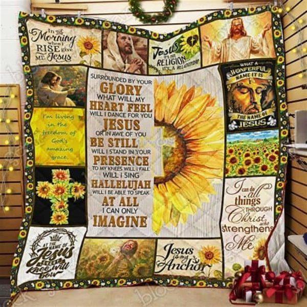 I Can Only Imagine Jesus Sunflower Christian Quilt Blanket – Christian Gift For Believers