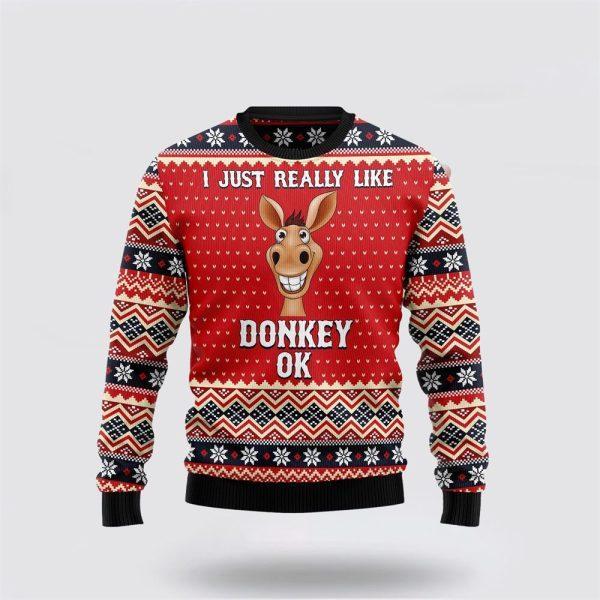 I Just Really Like Donkey Ugly Christmas Sweater – Sweater Gifts For Pet Lover