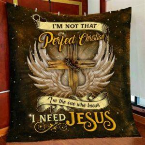 I Need Jesus Christian Quilt Blanket –…