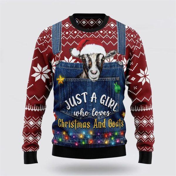I’m Just A Girl Who Loves Goats Ugly Knitted Ugly Christmas Sweater – Sweater Gifts For Pet Lover