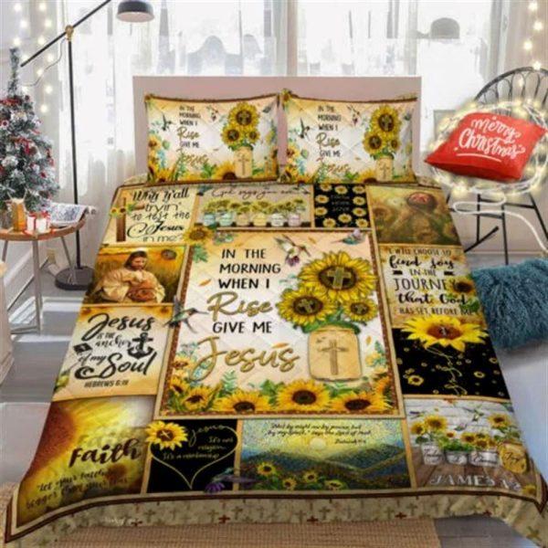 In the World When I Rise, Give Me Jesus Quilt Bedding Set – Christian Gift For Believers