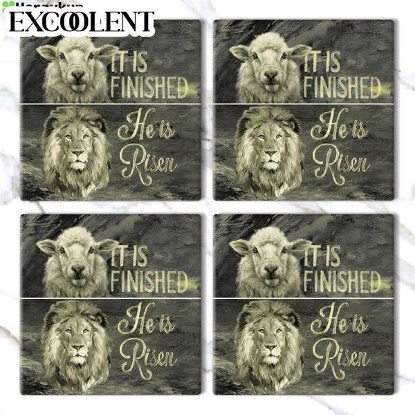It Is Finished He Is Risen Stone Coasters – Coasters Gifts For Christian