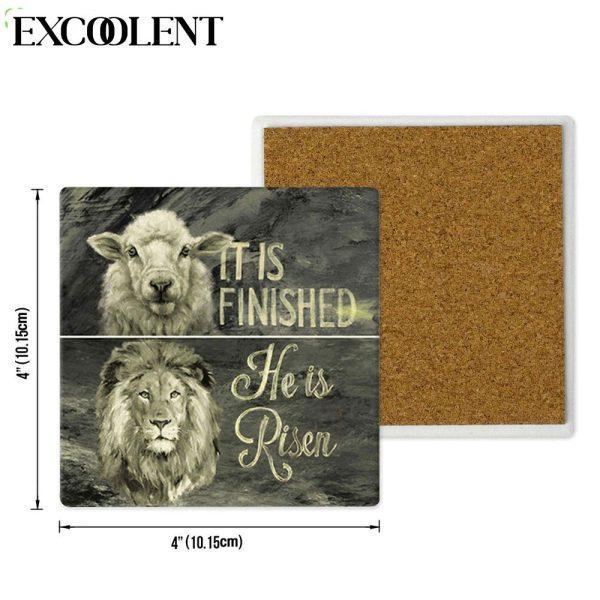 It Is Finished He Is Risen Stone Coasters – Coasters Gifts For Christian