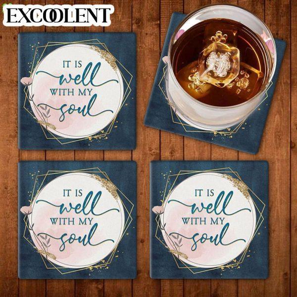 It Is Well With My Soul Hymn Lyrics Stone Coasters – Coasters Gifts For Christian