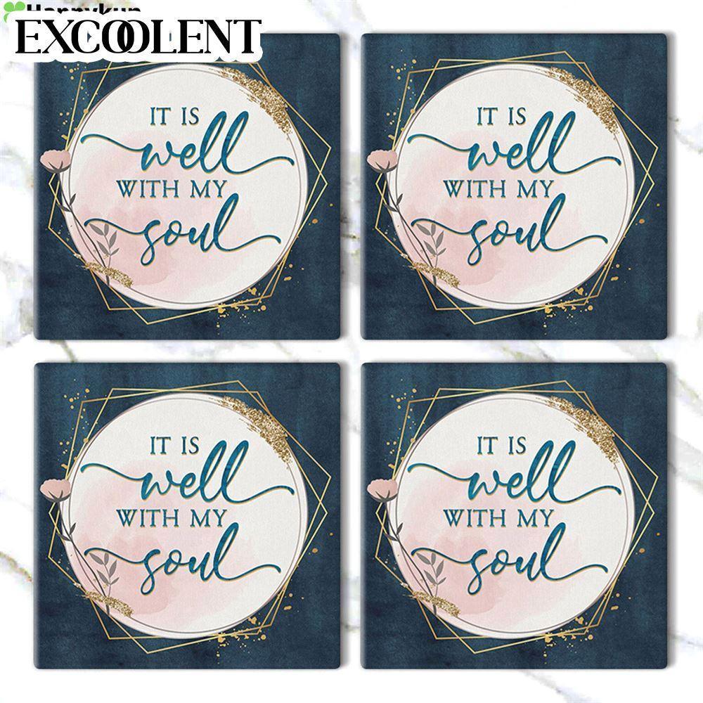 It Is Well With My Soul Hymn Lyrics Stone Coasters – Coasters Gifts For Christian