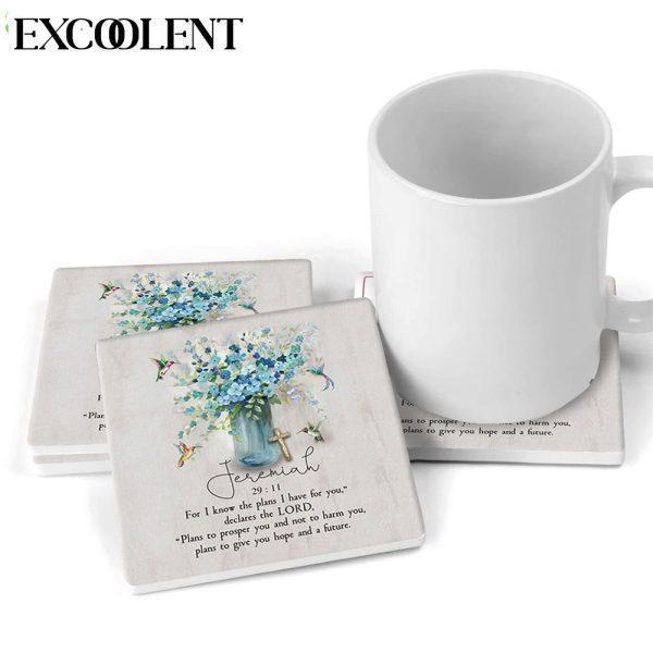 Jeremiah 2911 Niv Hummingbird Flowers Stone Coasters – Coasters Gifts For Christian