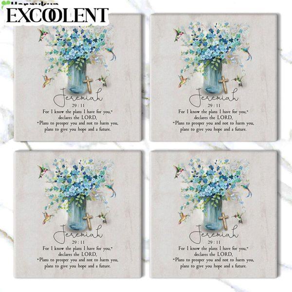 Jeremiah 2911 Niv Hummingbird Flowers Stone Coasters – Coasters Gifts For Christian