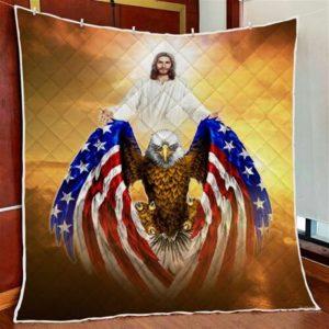 Jesus American Eagle Christian Quilt Blanket –…