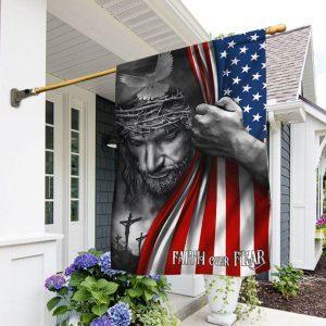 Jesus American Flag Faith Over Fear God…