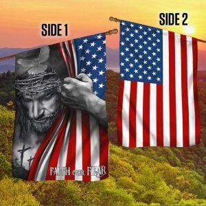 Jesus American Flag Faith Over Fear God Jesus Two Sided Flag 3