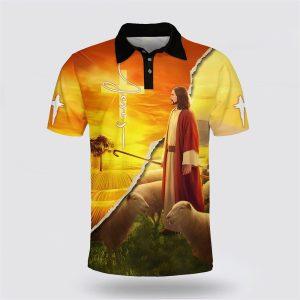 Jesus And Lamb Polo Shirt Gifts For Christian Families 1 at1iuz.jpg