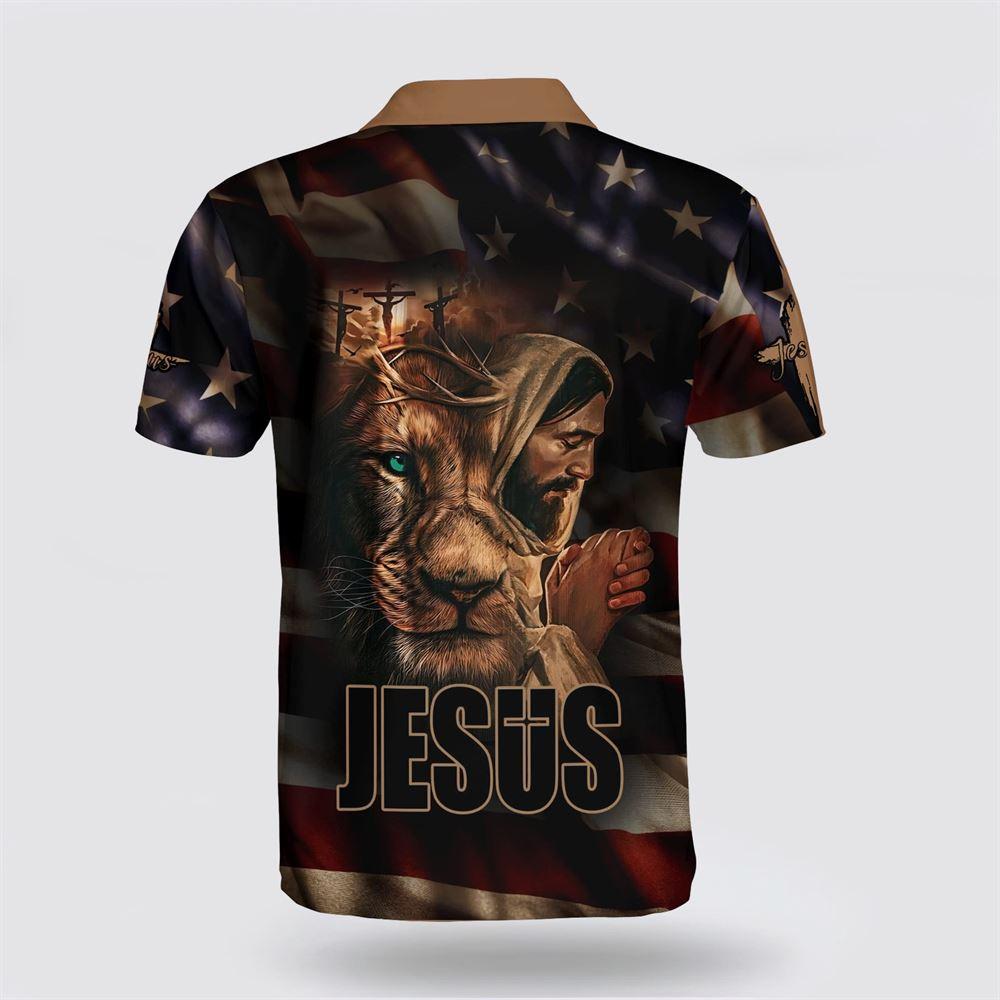 Jesus And Lion American Polo Shirt – Gifts For Christian Families