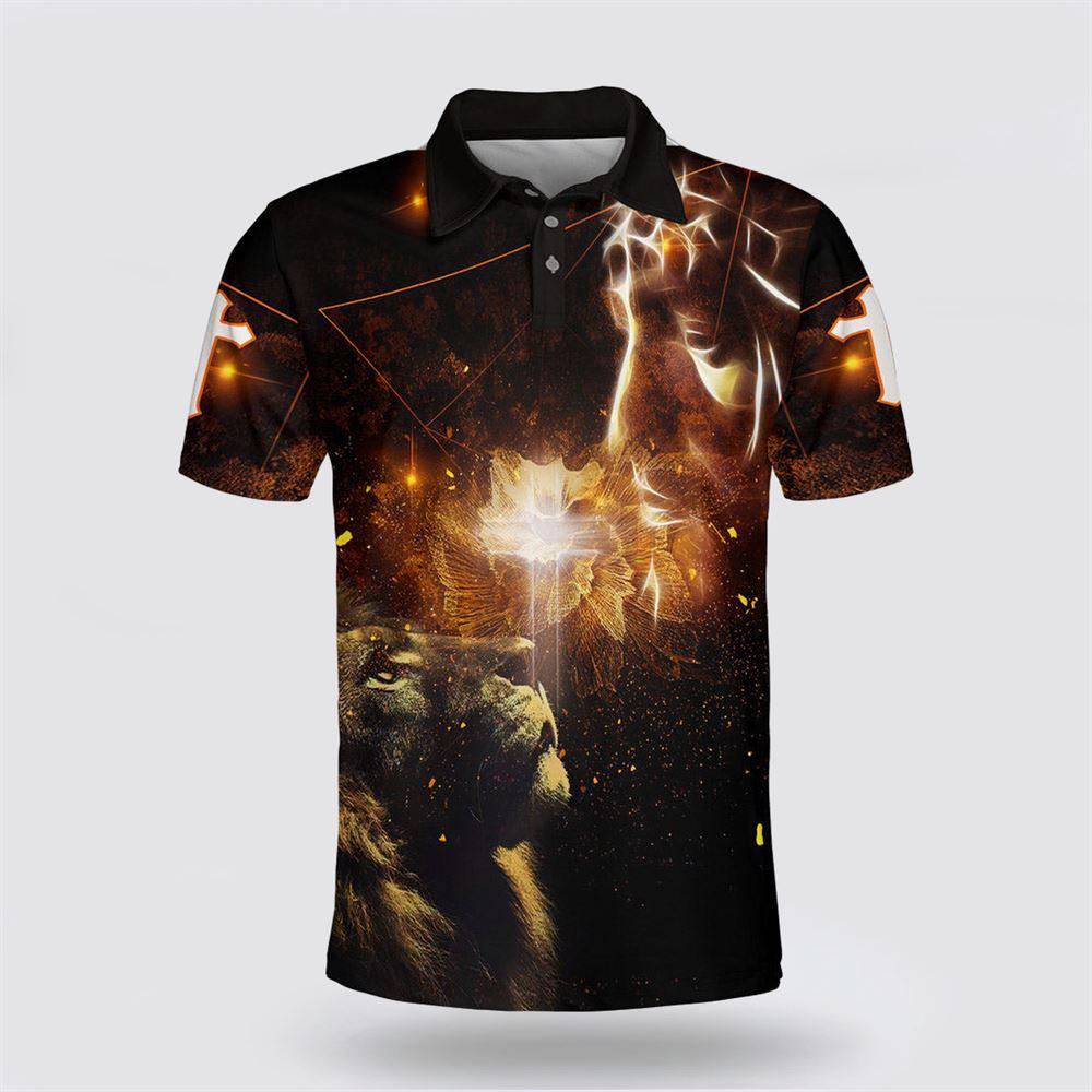Jesus And Lion Cross Polo Shirt – Gifts For Christian Families