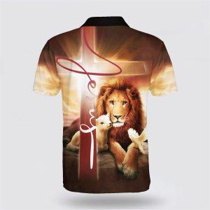 Jesus And Lion Lamb Polo Shirt Gifts For Christian Families 2 hgpwrn.jpg