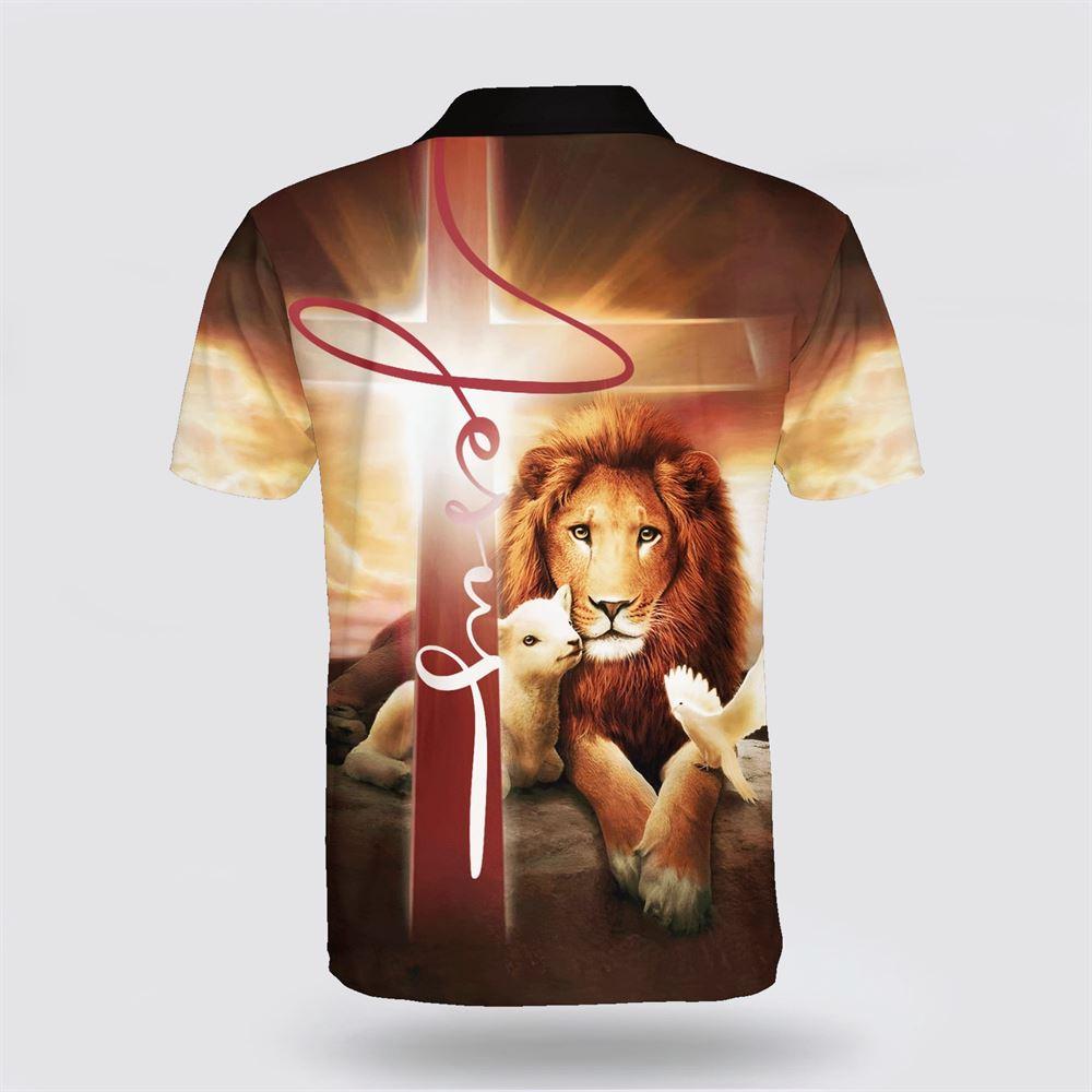 Jesus And Lion Lamb Polo Shirt – Gifts For Christian Families