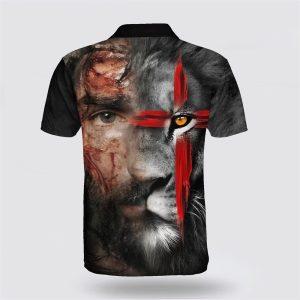 Jesus And Lion Potrait Polo Shirt Gifts For Christian Families 2 itd5pf.jpg