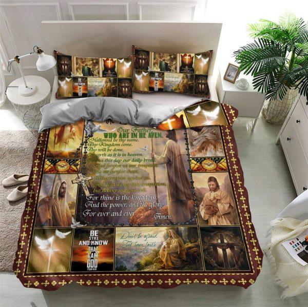 Jesus Be Still and Know That I Am God Quilt Bedding Set – Christian Gift For Believers